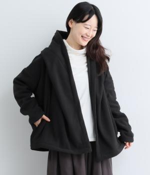 フェイクウールショールカラーコート（クロ・F）