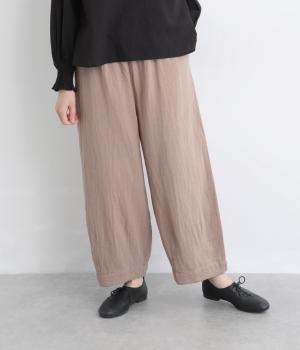 コットンリネン接結裾ダーツパンツ（ピンクベージュ・F）
