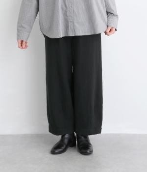 コットンリネン接結裾ダーツパンツ（ブラック・F）