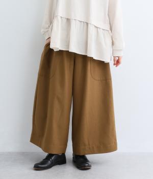 サイドポケットワイドパンツ ウールエターミン（キャメル・F）