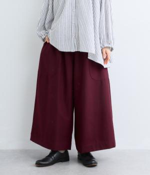 サイドポケットワイドパンツ ウールエターミン（ボルドー・F）