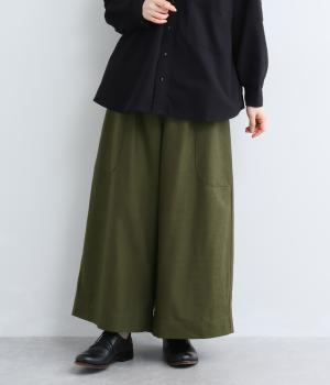 サイドポケットワイドパンツ ウールエターミン（カーキ・F）