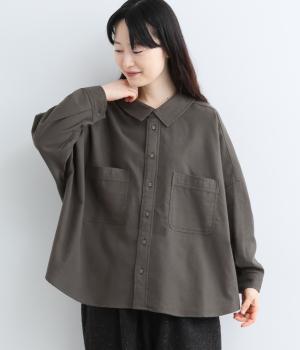 コットンネル前後デザインブラウス（チャコール・F）