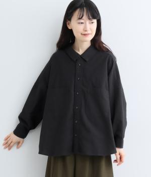 コットンネル前後デザインブラウス（クロ・F）