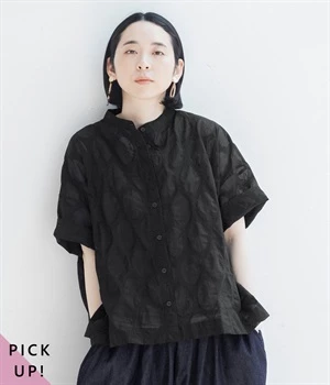 別注｜ドットシアーシャツ(ブラック-S)
