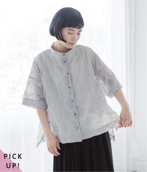 ドットシアーシャツ(ライトグレー-L)