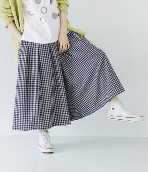 ヴィンテージライクギンガムチェックワイドパンツ(ネイビー-L)