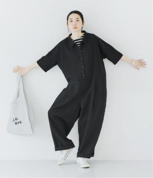 チビ襟オールインワン(ブラック-F)