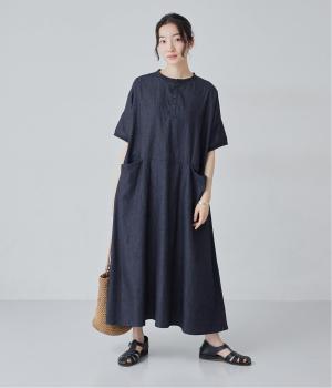 リブ使いデニムワンピース