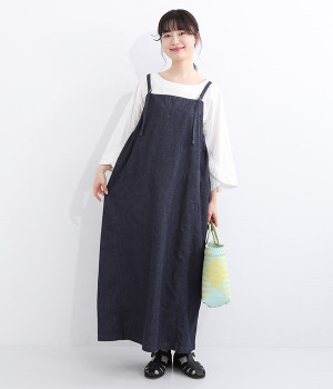 ムラライトオンスデニム　サロペットスカート(ワンウォッシュ-ONESIZE)