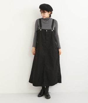 バックサテン　ジャンパースカート(ブラック-ONESIZE)