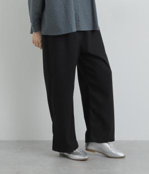 ウールライクツイルプルオントラウザー(ブラック-M)