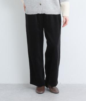 コットンサッカーコーデュロイプルオントラウザー(ブラック-M)