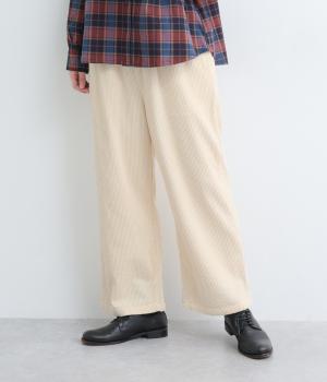 コットンサッカーコーデュロイプルオントラウザー(アイボリー-M)