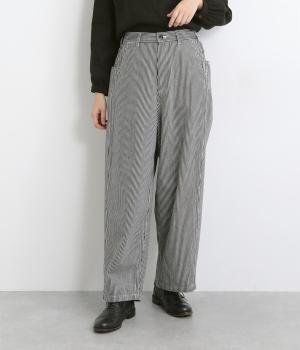 コットン10s先染めヒッコリーボリュームイージーパンツ(ストライプ-S)