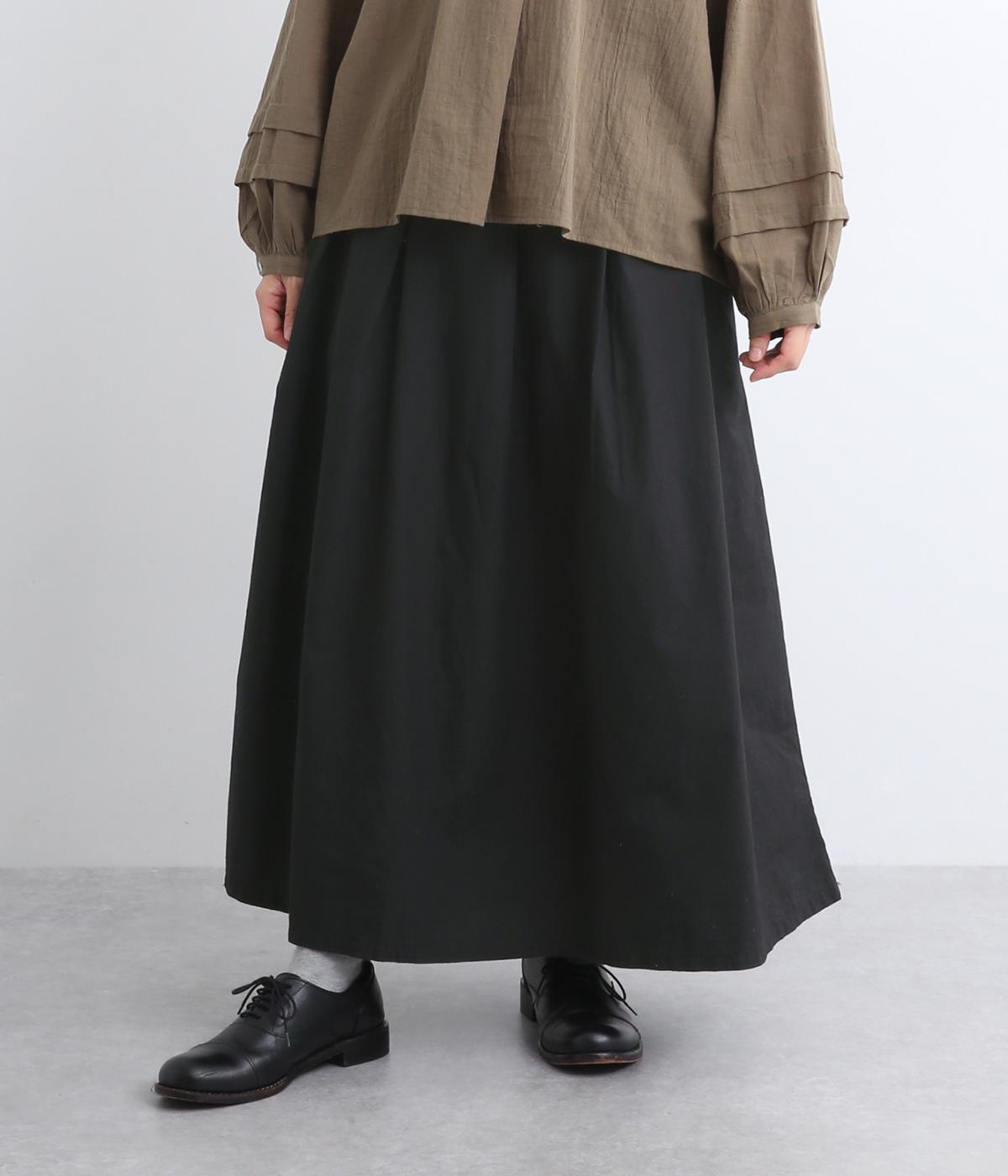 コットンタイプライタータックフレアスカート(ブラック-F)