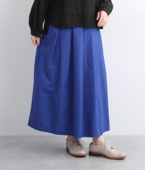 コットンタイプライタータックフレアスカート(ブルー-F)