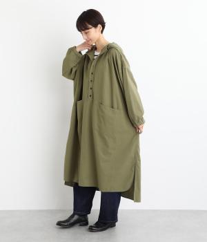 コットンシーツクロスフードワンピース