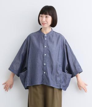 2．4ｏｚインディゴシアーデニム　サイドポケットワイドシャツ