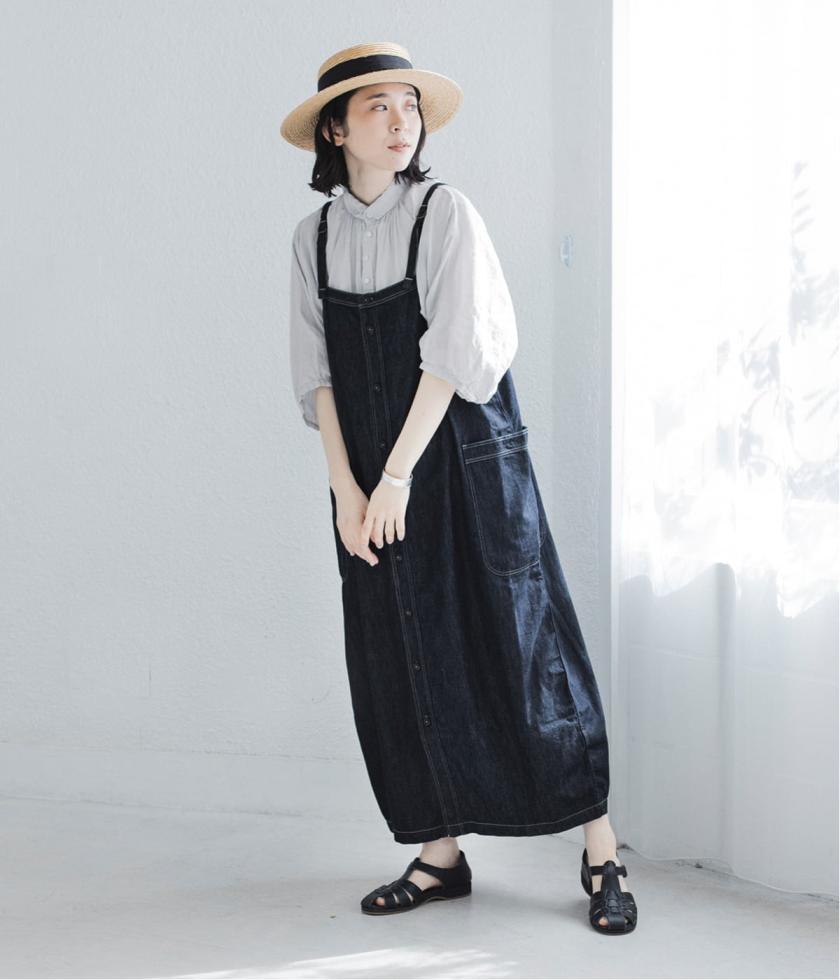 6.5ozデニムワークサロペットスカート