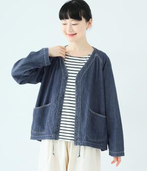 コットンデニムワークシャツカーディガン(ユーズドウォッシュ-3)