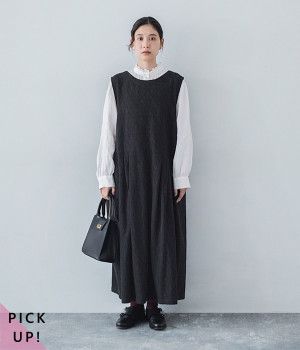 別注｜軽やかジャカード2WAYジャンパースカート(ブラック-ONESIZE)