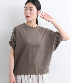 ソフト天竺カットソーブラウス(チャコール-ONESIZE)