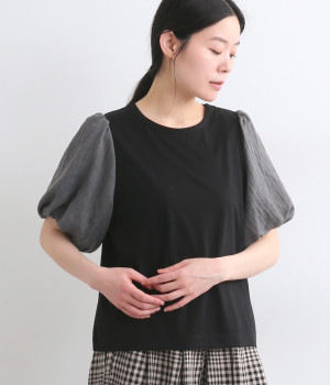 シルケット天竺Ｔシャツ(ブラック-ONESIZE)