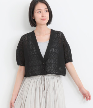 ラッセルレースカーディガン(ブラック-ONESIZE)