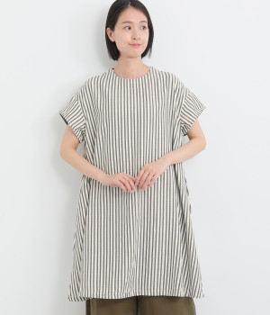 先染ドビーストライプチュニック(チャコール-ONESIZE)
