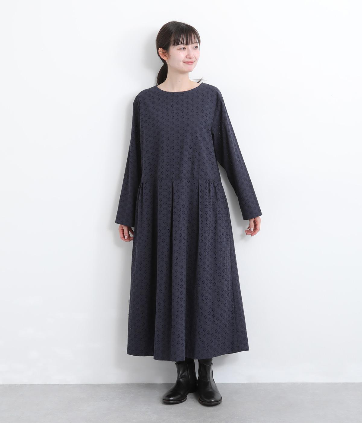 コットン小花レースタックワンピース(ネイビー-F)