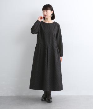 コットン小花レースタックワンピース(ブラック-F)