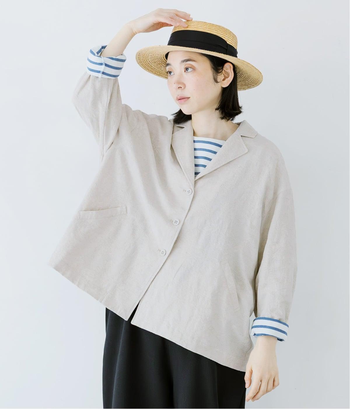 ボタニカル柄ジャカード　ワイドジャケット(キナリ-ONESIZE)