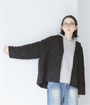 ボタニカル柄ジャカード　ワイドジャケット(ブラック-ONESIZE)