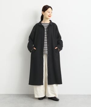コットンリネン綾織コート(ブラック-F)