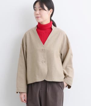 ツイード調平織ジャケット(ベージュ-F)
