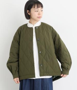 ダイヤ柄キルティングジャケット(カーキ-F)