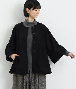 ウール混　フラノコート(ネイビー-F)