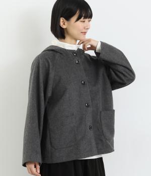 ビーバークロス　フード付きコクーンコート(チャコール-F)