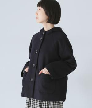 ビーバークロス　フード付きコクーンコート(ネイビー-F)