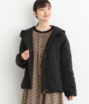 中綿入りテンセルレーヨンハーフコート(ブラック-F)