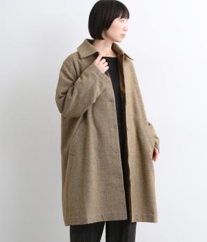 カラーツイード　ロングコート(ベージュ-F)