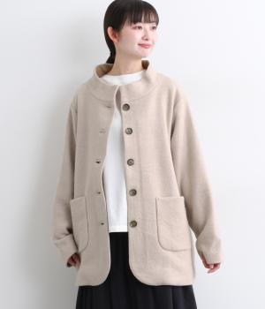 ブークレー　ハイネックコート(ベージュ-F)