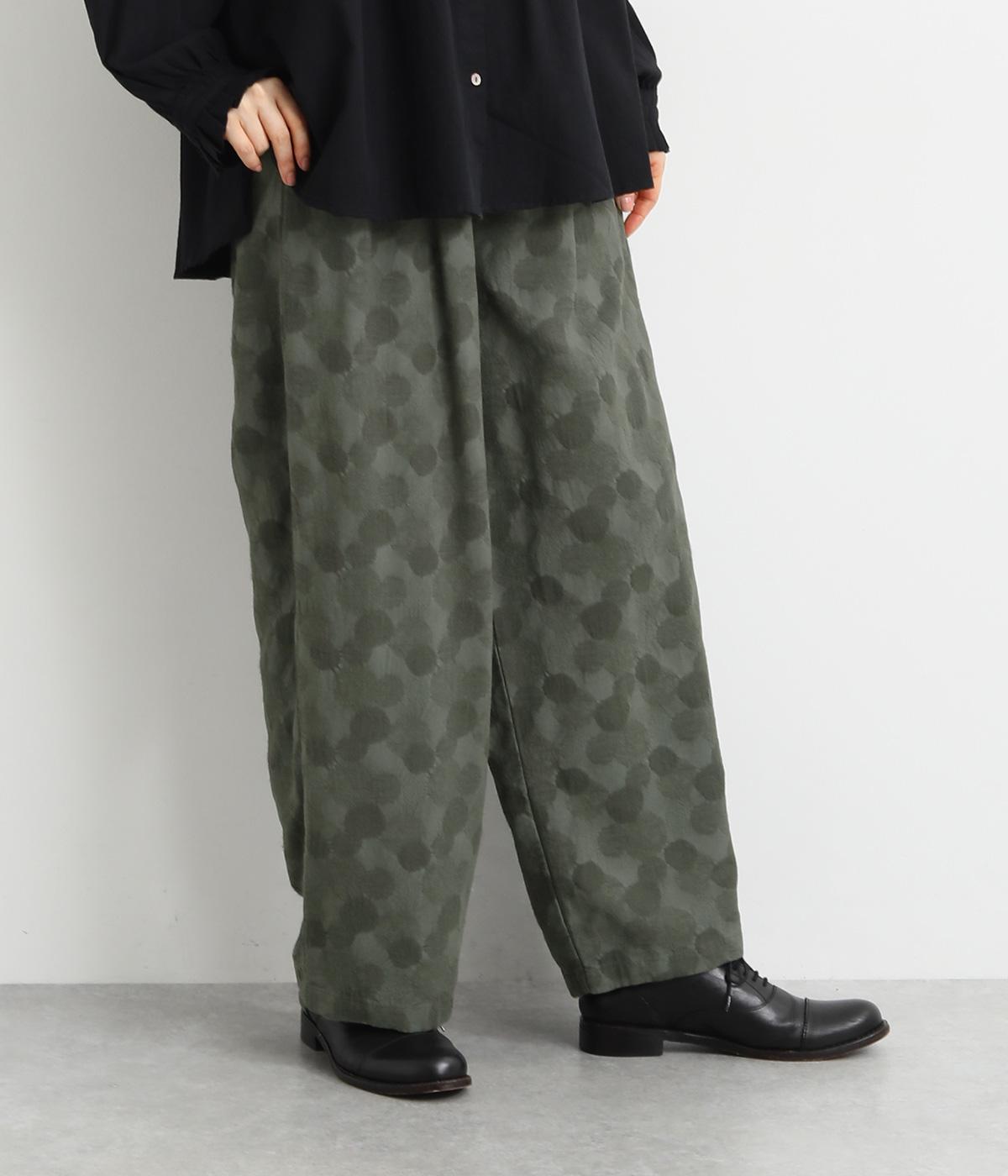 コットンレーヨン混ドットジャカードパンツ(カーキ-F)