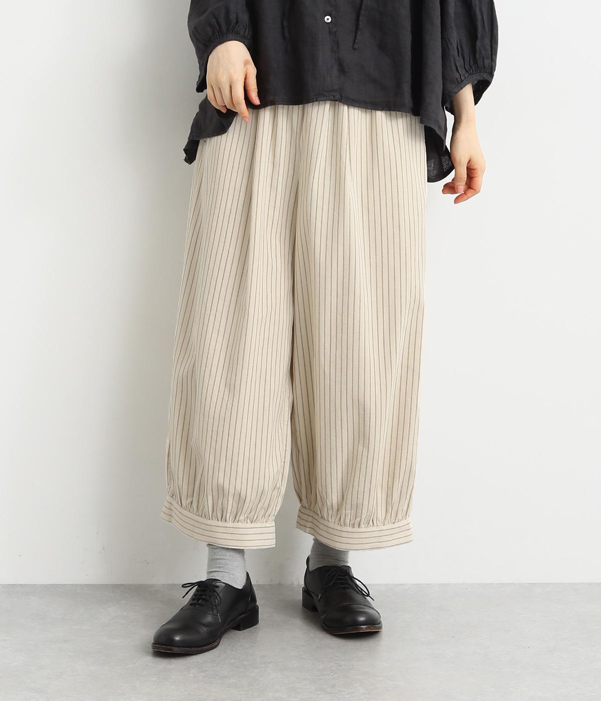 細コーデュロイストライププリントパンツ(アイボリー-F)