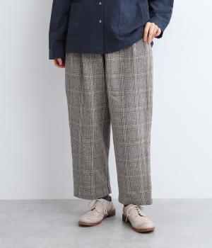 コットンツイードチェックパンツ(グレー-F)