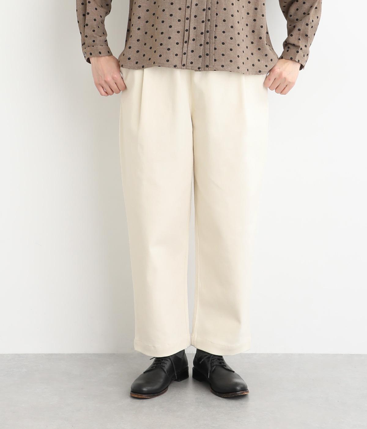 コットン微起毛ストレッチツイルパンツ(アイボリー-F)