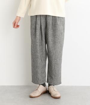 コットンウール混グレンチェックパンツ(オフホワイト-F)