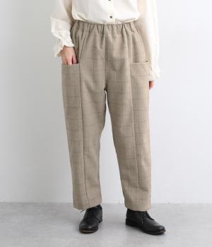 へリンボンチェック　サイドポケットテーパードパンツ
