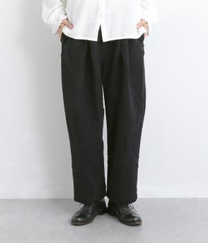 コットンリネンドットジャカードパンツ(ブラック-F)